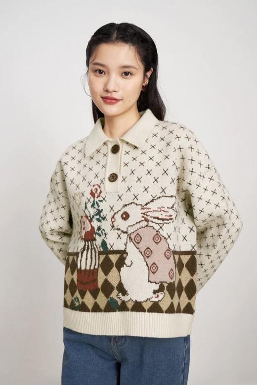 WESTLINK/西遇 复古针织polo领毛衣 15355 商品图2