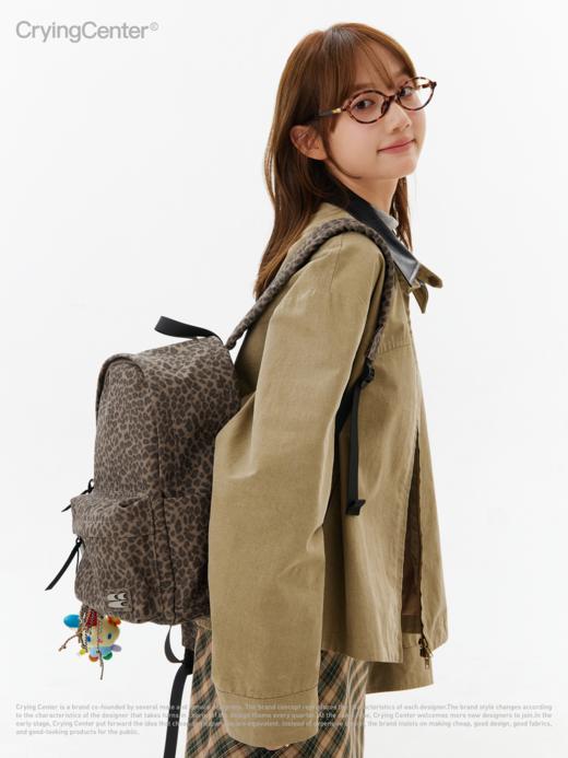 CryingCenter  蓝豹纹双肩背包 棕色皮质豹纹书包 哭喊中心 商品图1