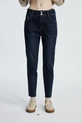 【超显瘦高弹加绒】水淼2024冬新款柔软高弹百搭显瘦加绒小脚牛仔裤9359