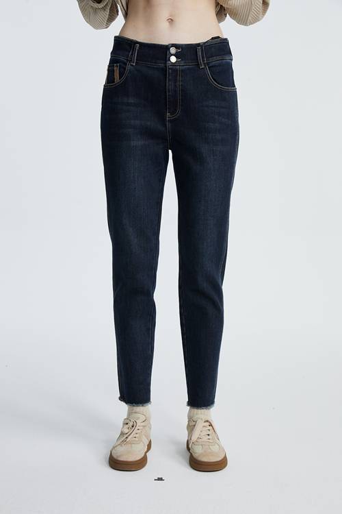 【超显瘦高弹加绒】水淼2024冬新款柔软高弹百搭显瘦加绒小脚牛仔裤9359 商品图0