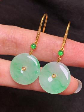 平安扣翡翠耳钉