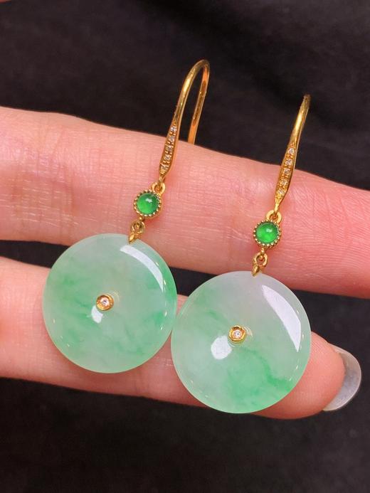 平安扣翡翠耳钉 商品图0