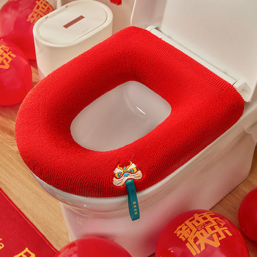 【告别严寒！完美包裹】冬季加厚马桶垫毛绒保暖马桶套四季通用可水洗坐便垫套婚庆坐便套。ry 商品图0