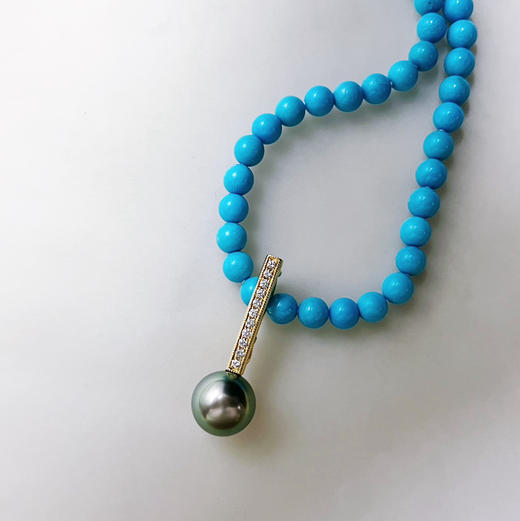 RETRO系列 18K镶钻石和大溪地珍珠 坠子 商品图1