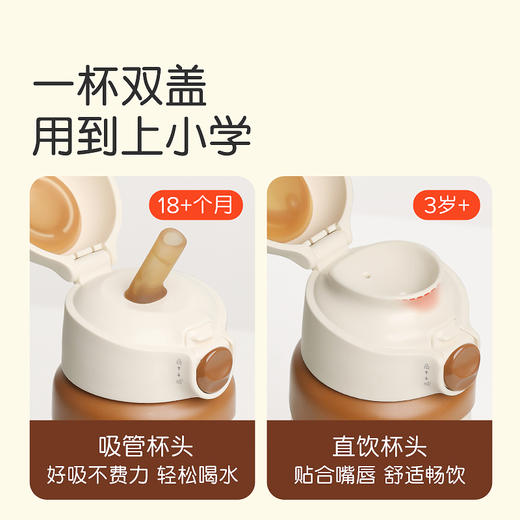 世喜儿童保温杯500ML（摩卡棕杯套）TA-A01（18个月以上宝宝） 商品图2