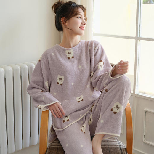 24年秋冬新款家居服套装女云朵绒软绵绵睡衣可外穿两件套 商品图6