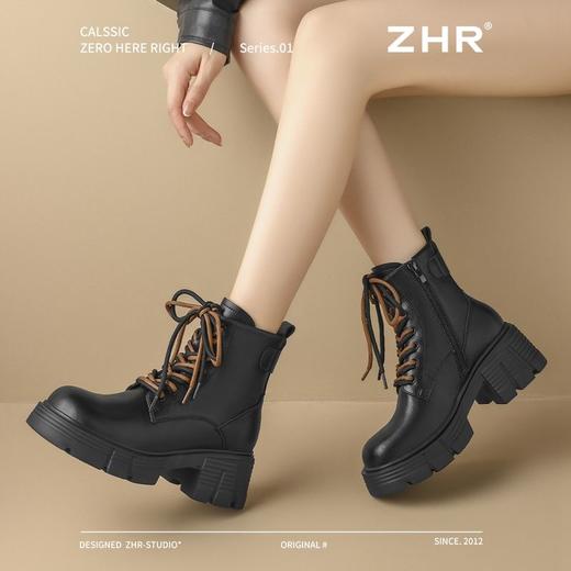 ZHR则则真皮厚底马丁靴2024新款ins时尚百搭英伦短靴加绒显瘦女靴 商品图6