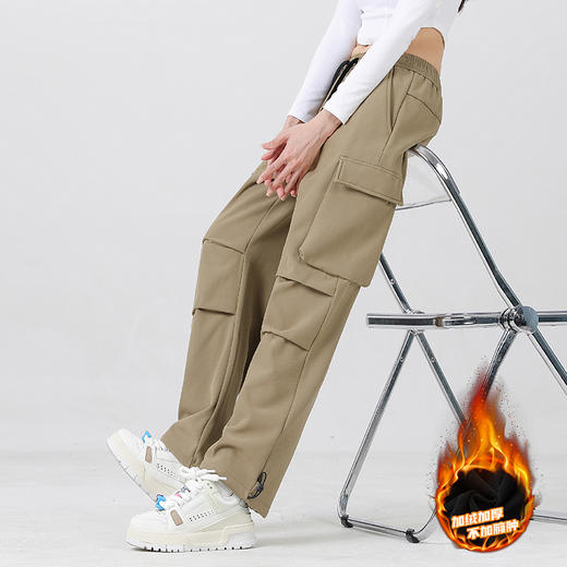 幸运鹿冬季加绒加厚工装休闲裤男女款防泼水户外多袋裤 商品图5