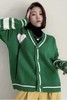 WHO KNOWS 绿色爱心流苏开衫外套 15616 商品缩略图0