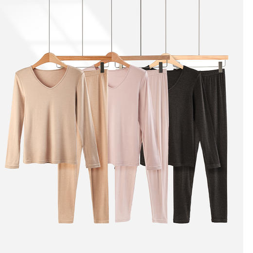 美奈川兔绒蚕丝双珠天丝绒女士厚款套装 BN-W09178 商品图0