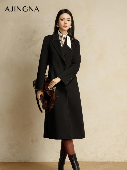 【商场同款】阿菁娜冬季新品经典长款收腰大衣A30D211010 商品图0