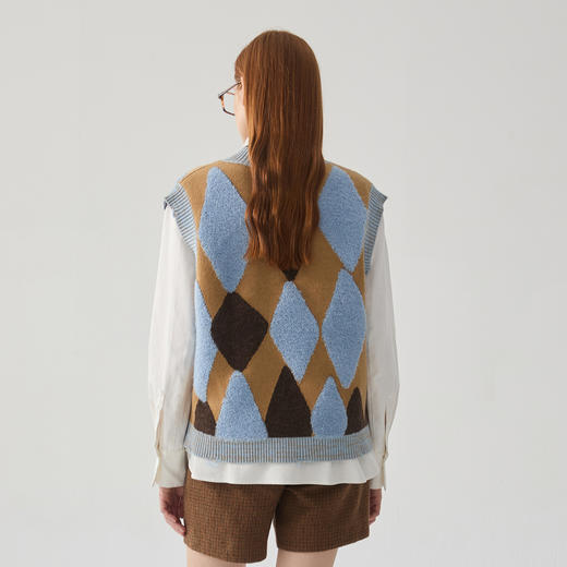 谜底针织衫马夹女2024冬季新品复古风V领套头针织背心244MZ1882 商品图2