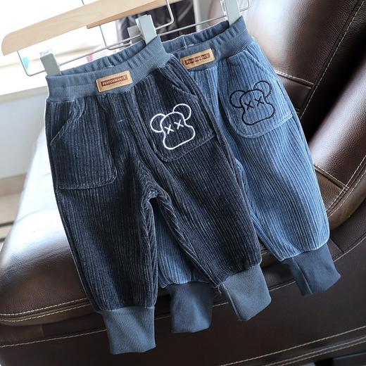 【松紧腰设计，舒适自由活动】秋冬宝宝新款裤子 男童女童加绒休闲长裤 儿童保暖加厚童裤-QQ 商品图1