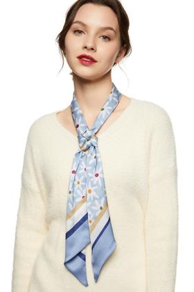 Say Something 可爱印花蓝色丝巾 8927