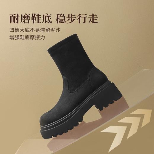 ZHR弹力靴2024新款冬季加绒保暖爆款短靴网红ins显高瘦瘦靴子厚底 商品图4