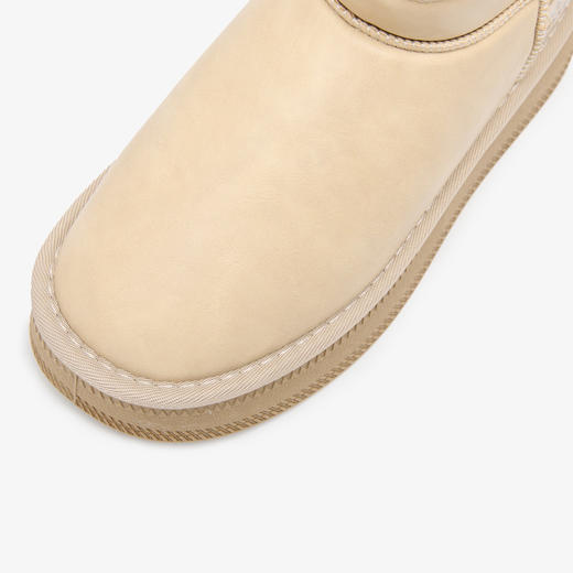 西遇厚底雪地靴女加绒冬季新款复古皮面厚底面包鞋保暖棉鞋D4147840 商品图5