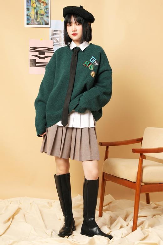 Stay2Weeks 学院风字母徽章休闲圆领针织上衣 15455 商品图3