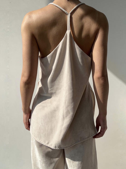 Semplicita｜Z06 V领吊带上衣双侧开叉 [ 奶油白 ] 商品图3