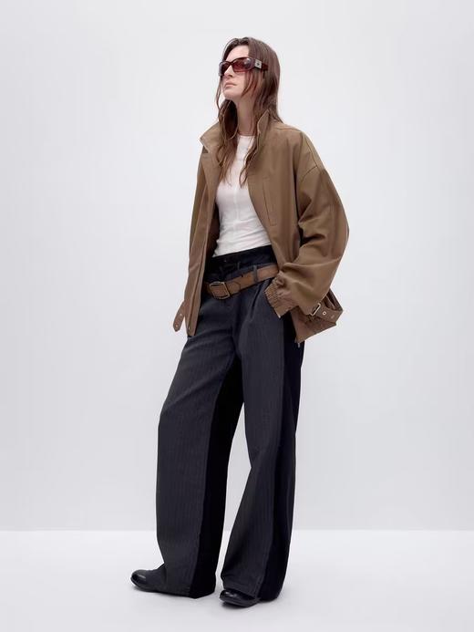 出逃赤岗西/24AWW108/挺括可翻折高领腰带工装拉链夹克 商品图1