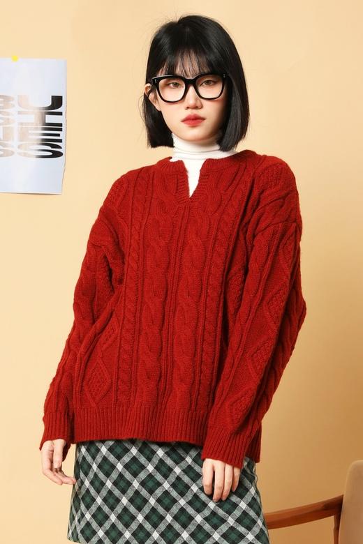 LNNNS 套头复古麻花宽松针织上衣 15573 商品图4