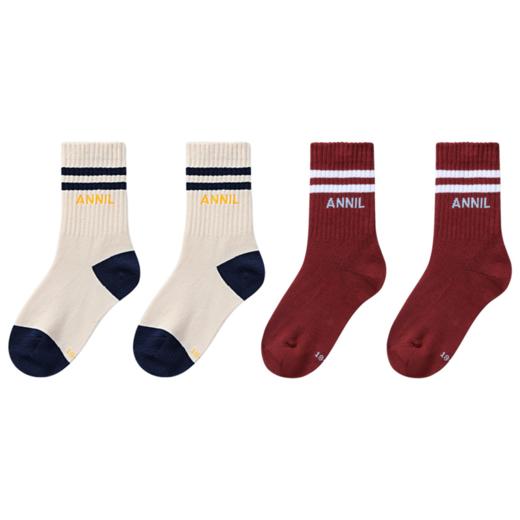 【5A抗菌家居】男女童中袜两双装学生袜子新款安奈儿童装实体店同款JM437562 商品图0