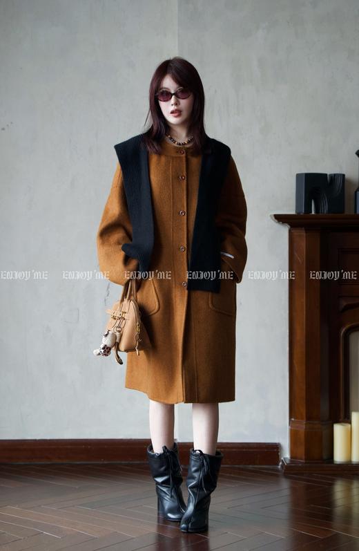 【门店同款】ENJOY冬季柔韧与共可拆卸针织连帽大衣 159874471 商品图1