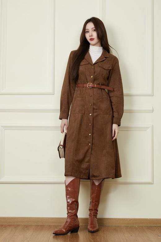 LNNNS 法式复古皮绒收腰连衣裙 19706 商品图3