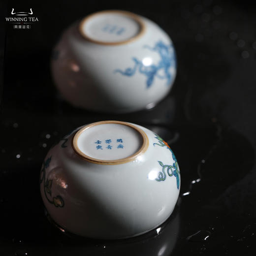 问鼎汝瓷鼎峰柴窑天青斗彩/天青青花禅定杯（枝绕葫芦） 商品图4