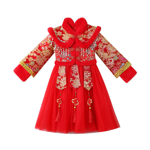 ST-HP366R女童唐装连衣裙2024新款冬季儿童加厚喜庆拜年服小女孩洋气公主裙 商品图4