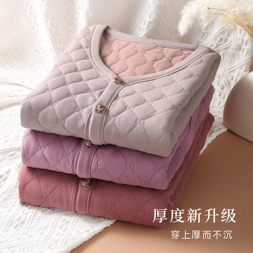 保暖舒适菱格纹开衫马甲中老年妈妈内搭含绵羊毛无袖外穿保暖背心女士开衫马甲 商品图3