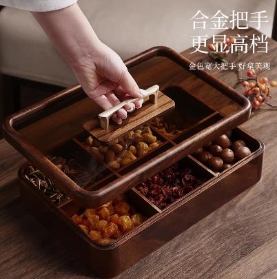 南美胡桃木矩形双层果盒 商品图1