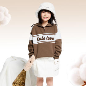 女童翻领长袖针织衫冬季新款安奈儿童装EG444597