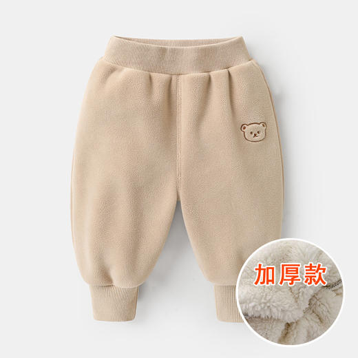 【弹力松紧裤腰，卡通动物绣花】婴儿奥粒绒裤子 加厚秋冬一体绒长裤 加绒男女宝宝 中小儿童休闲裤-QQ 商品图10