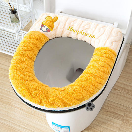 【柔暖透气！保暖亲肤】马桶坐垫四季通用自带提手家用秋冬季拉链款坐便垫套防水加绒加厚。ry 商品图5