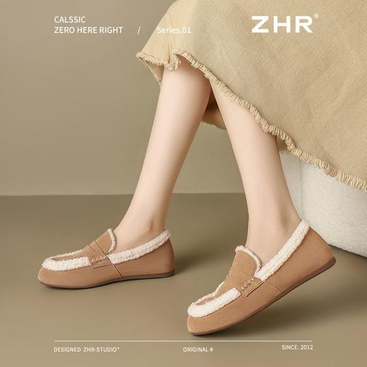 ZHR加绒勃肯鞋女2024新款特厚防冻棉鞋一脚蹬毛毛鞋ins乐福鞋外穿 商品图6