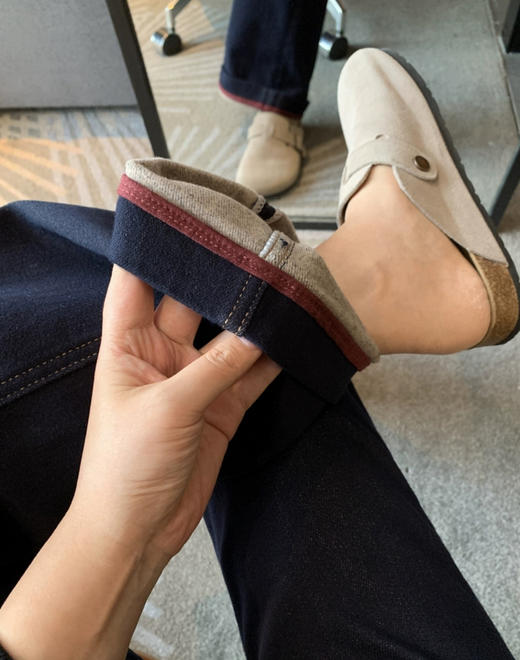 老米优品🎈3-5天！薄绒款！防褪色工艺《复古撞色设计植绒窄版直筒牛仔裤》柔软，微弹，温暖，bai搭！K241121B 商品图13