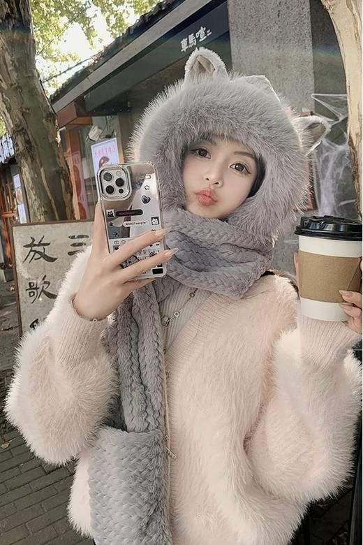 Say Something 加厚保暖一体针织帽 19920 商品图2