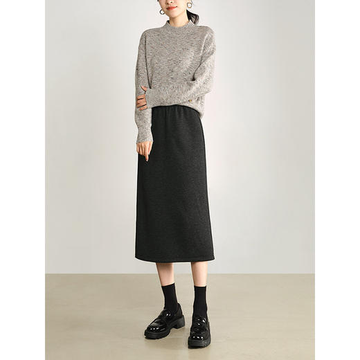 【1件75折】熙世界针织直筒半身裙秋冬2025新款百搭气质高腰显瘦裙子包臀裙 商品图4