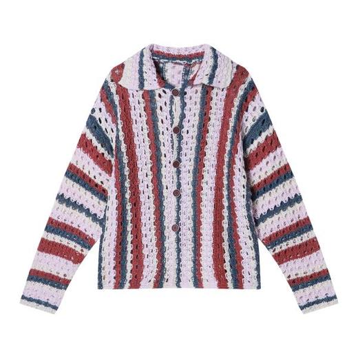 91122新款时尚扎染针织多色男士衬衫百搭休闲长袖宽松复古上衣 商品图1