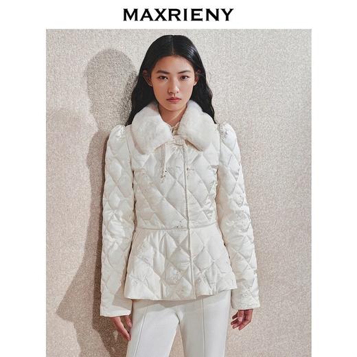 MAXRIENY贵雅新中式羽绒服修身女2024秋冬新款大毛领亮片外套加厚(货号:MS85DC502) 商品图2