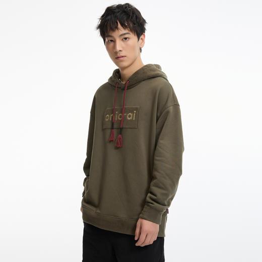 ONIARAI/鬼洗 石器时代奥韩绒拼布3D和谐共处浮雕立裁连帽卫衣 A240008 商品图0