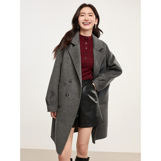 【年货节】熙世界2025秋冬新款双面绒针织上衣内搭长袖T恤打底衫安可拉红 商品图2