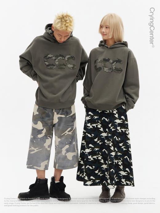 CryingCenter 迷彩像素贴布连帽加绒卫衣 哭喊中心 商品图3