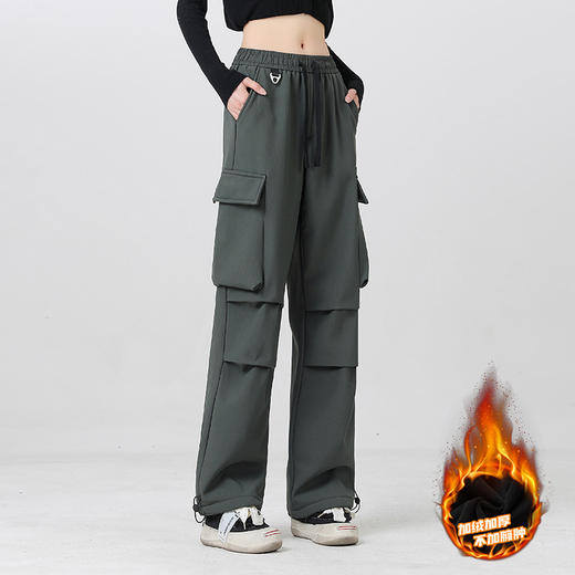 幸运鹿冬季加绒加厚工装休闲裤男女款防泼水户外多袋裤 商品图4