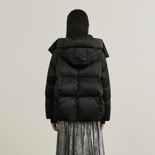 NEELLY纳俪商场同款冬新款黑色高领短款连帽外套女90白鸭绒羽绒服N24105L01116 商品图1