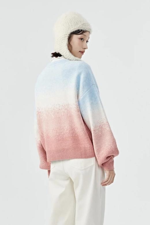 SEM/R森马 粉色条纹渐变灯笼袖毛衣 15333 商品图2