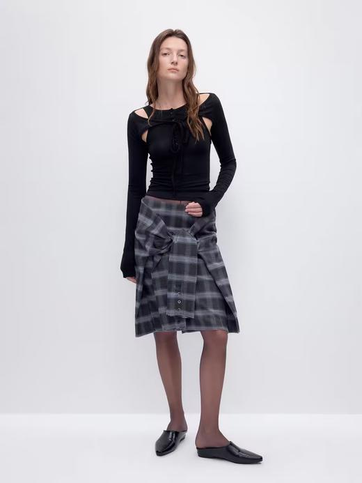 出逃赤岗西/24AWT106/设计感莱赛尔绵羊毛真两件一衣两穿内搭修身长袖T恤 商品图1