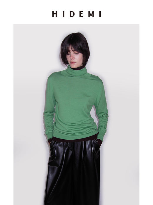 HIDEMI 秋冬叠穿必备 美利奴羊毛薄款高领打底 商品图7