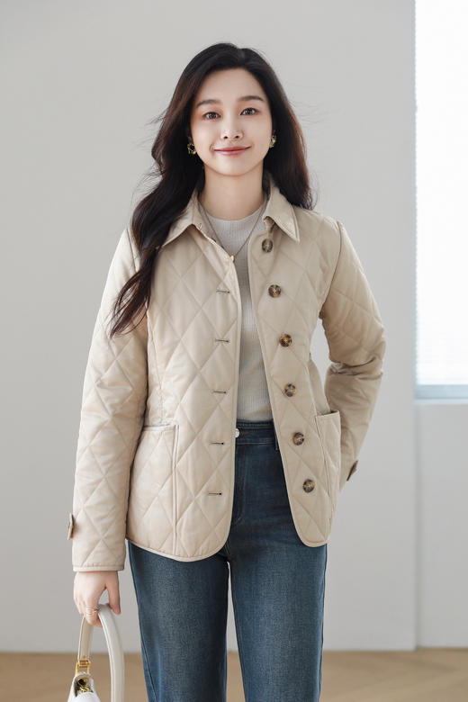【Burberry带标系列】火桐hooton 经典菱格修身绗缝棉服夹克YT219 商品图1