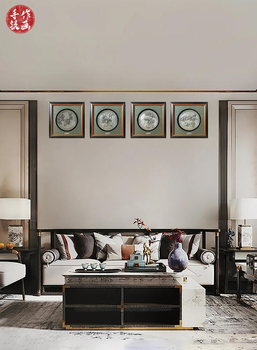 【梅兰竹菊】纯银壁画装饰画挂画 商品图4